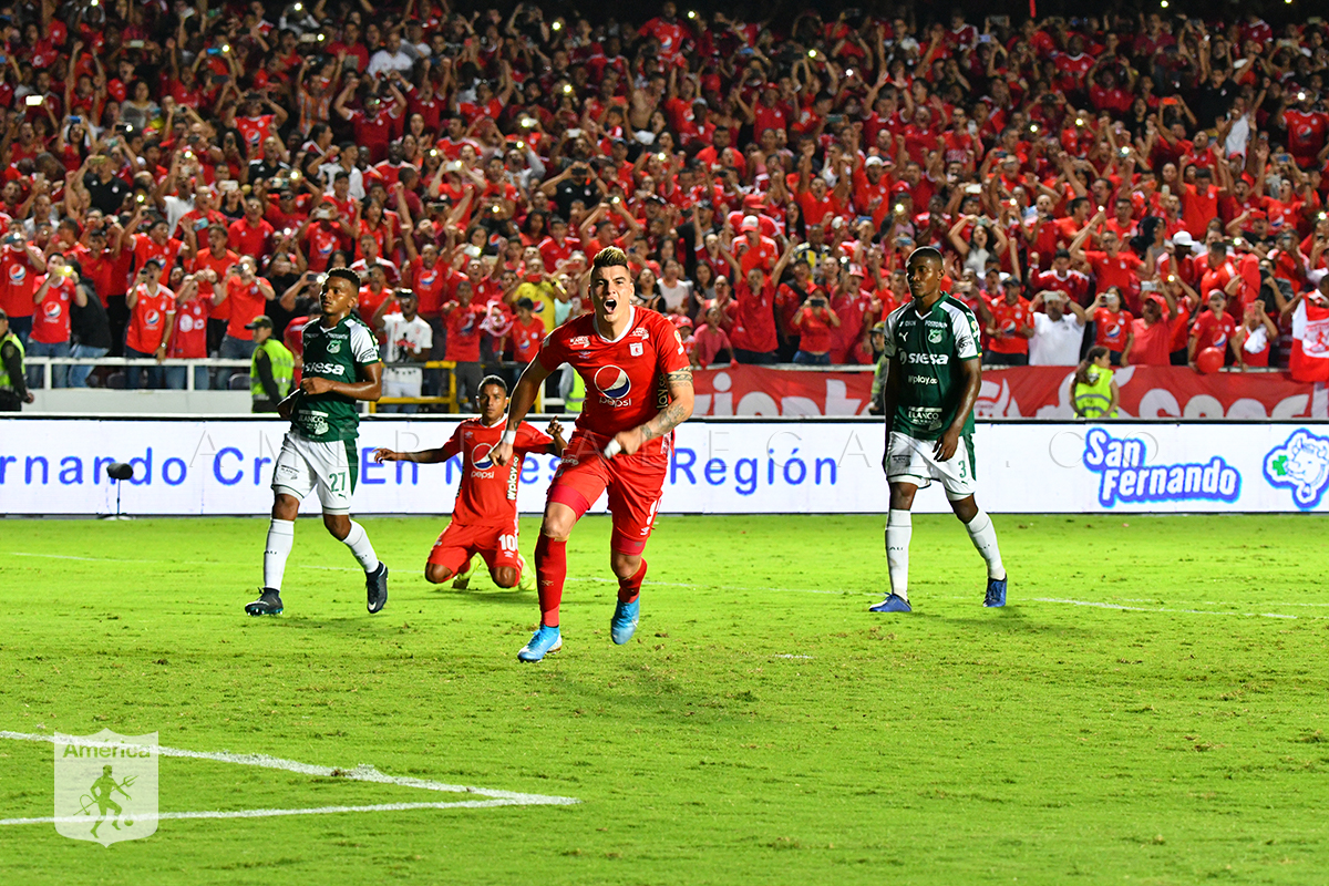 Michael Rangel celebra un gol ante Deportivo Cali